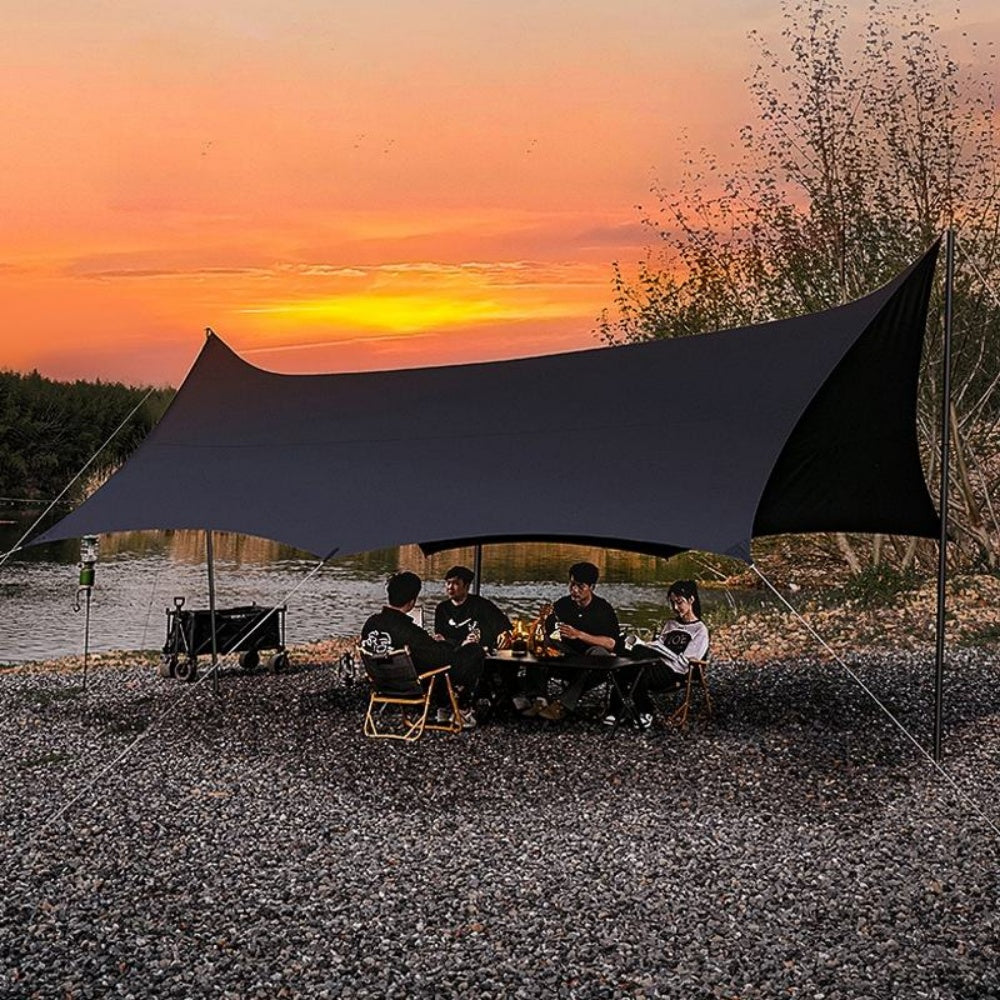 chungfu outdoor Black Waterproof Windproof Oxford Fabric Single Layer 8mm Thick Summer Use Canopy Tent Outdoor Camping Equipment Camping Awning