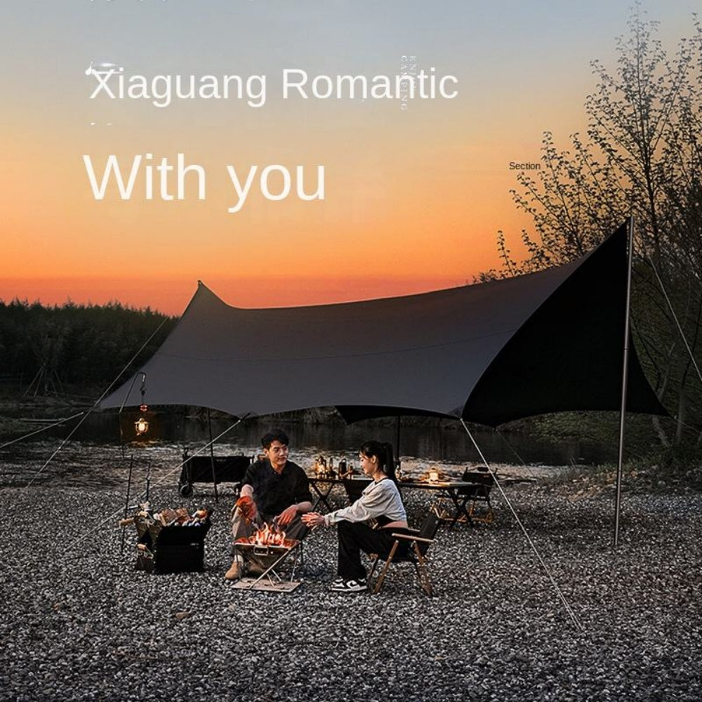 chungfu outdoor Black Waterproof Windproof Oxford Fabric Single Layer 8mm Thick Summer Use Canopy Tent Outdoor Camping Equipment Camping Awning