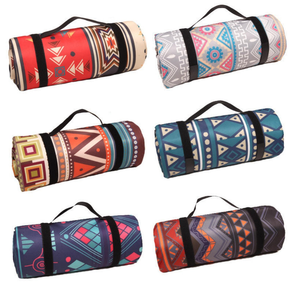 chungfu outdoor  Bohemian Blanket Mat Boho Picnic Blanket Outdoor Waterproof Polar Fleece Portable Canvas Waterproof Side protection