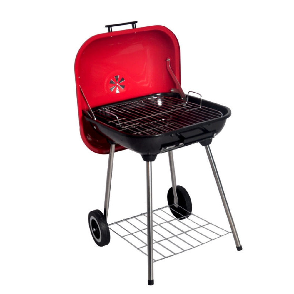chungfu outdoor 18 Inch Red Charcoal Porcelain Portable BBQ Grill Outdoor Barbecue