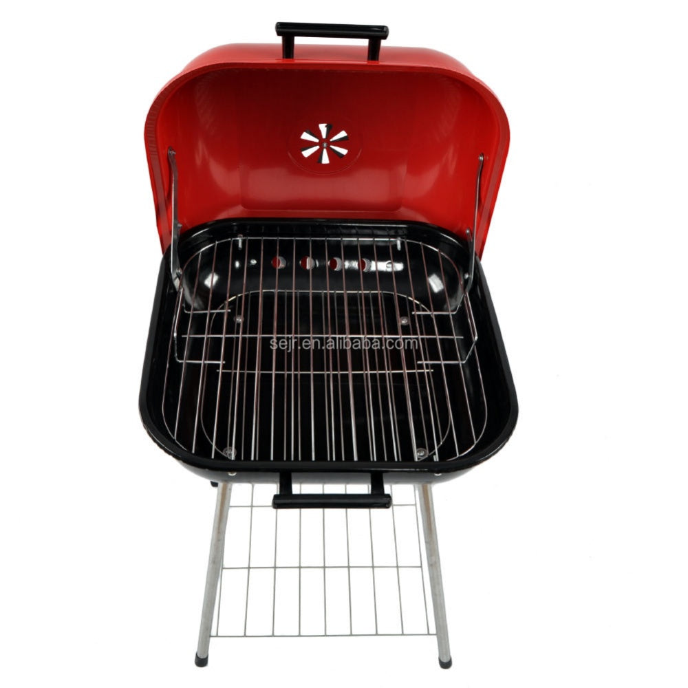 chungfu outdoor 18 Inch Red Charcoal Porcelain Portable BBQ Grill Outdoor Barbecue