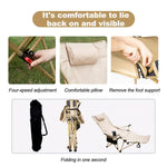 chungfu outdoor Portable steel folding camping chair with 4-level adjustable lightweight beach lounge chair, including a footstool