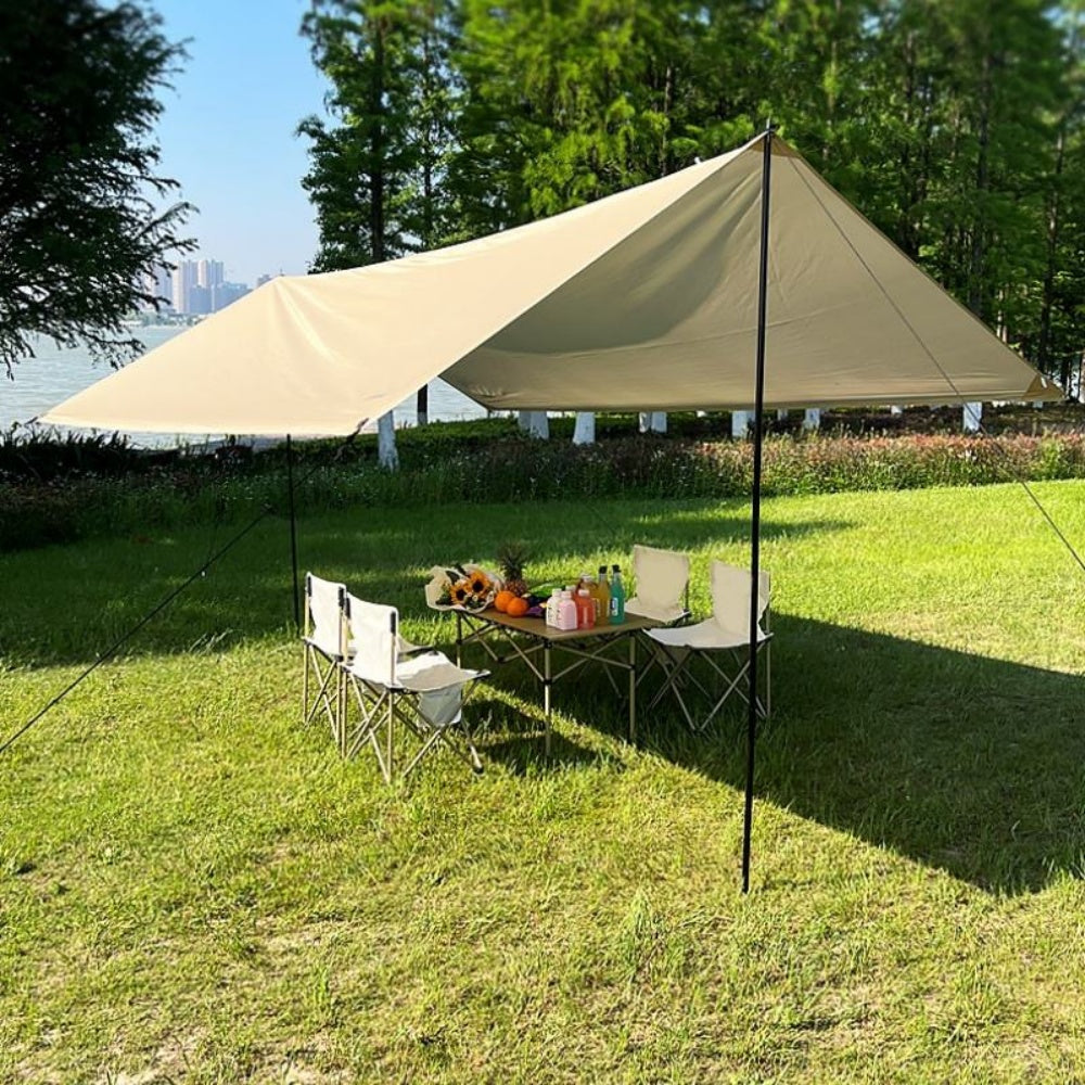 chungfu outdoor Portable Outdoor Oxford Cloth Tarp Tent with Thickened Canopy for Rain & Sun Protection for Camping Picnics Courtyards & Beaches