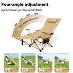 chungfu outdoor Portable steel folding camping chair with 4-level adjustable lightweight beach lounge chair, including a footstool