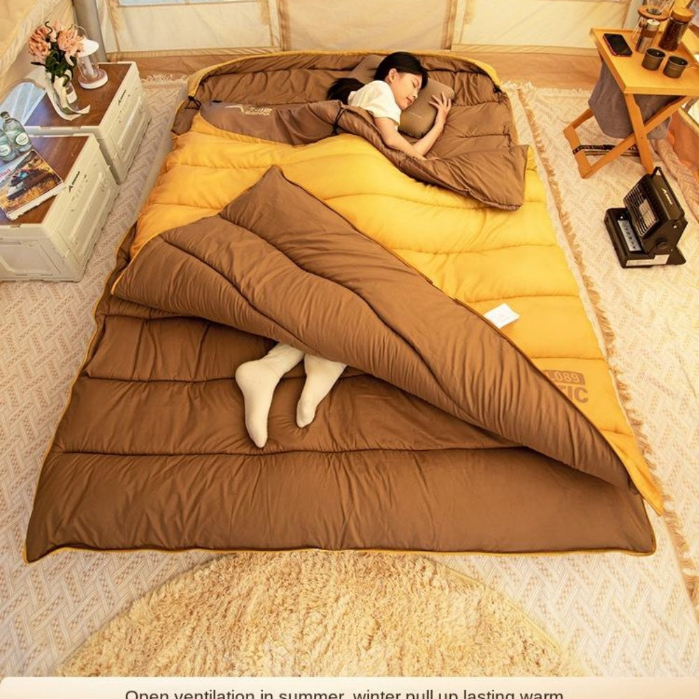 chungfu outdoor Sleeping Bag Adult Outdoor Double Camping Warm Winter Thickened Portable Dual-purpose Detachable Quilt