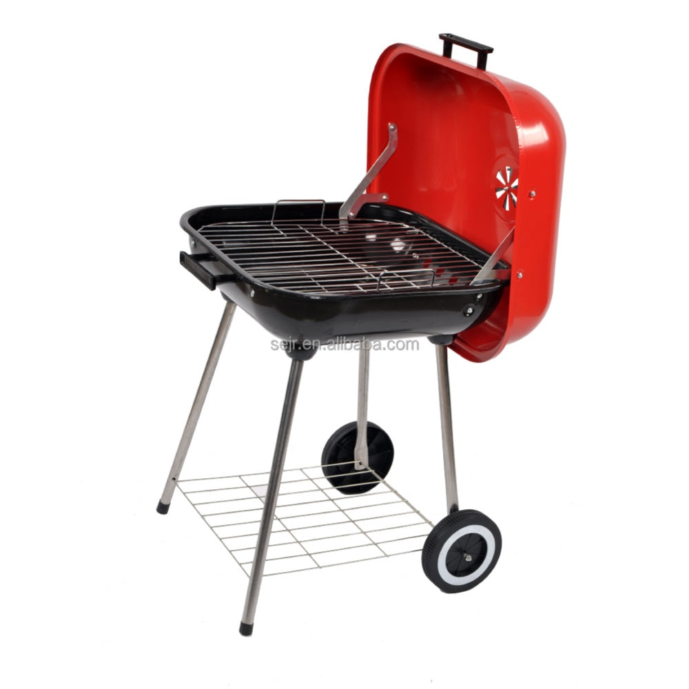 chungfu outdoor 18 Inch Red Charcoal Porcelain Portable BBQ Grill Outdoor Barbecue