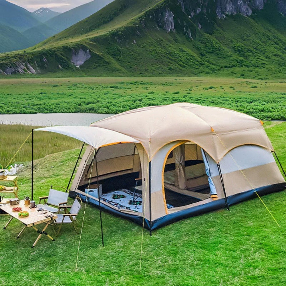 chungfu outdoor  Outdoor Two-bedroom and One-living Room Camping Tent 5-8 People Reusable Camping Tent for Waterproof