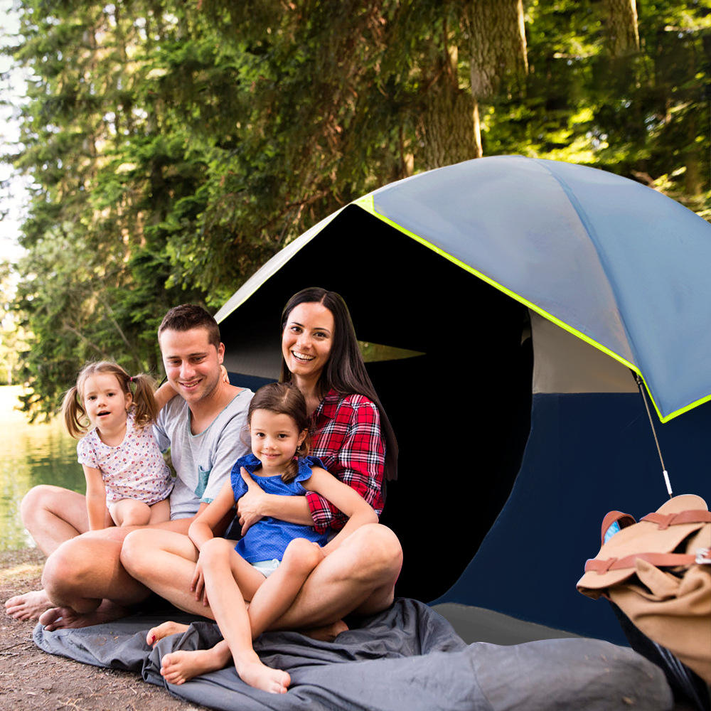 chungfu outdoor Wholesale Double Layer Black Glue Tent for Outdoor Family Camping Hiking Mountaineering Portable Rainproof Sunproof Summer Tent
