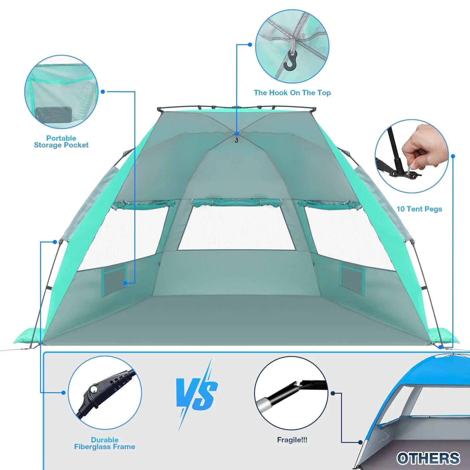 chungfu outdoor  Waterproof Beach Tent engineered for coastal adventures and sun-soaked retreats.