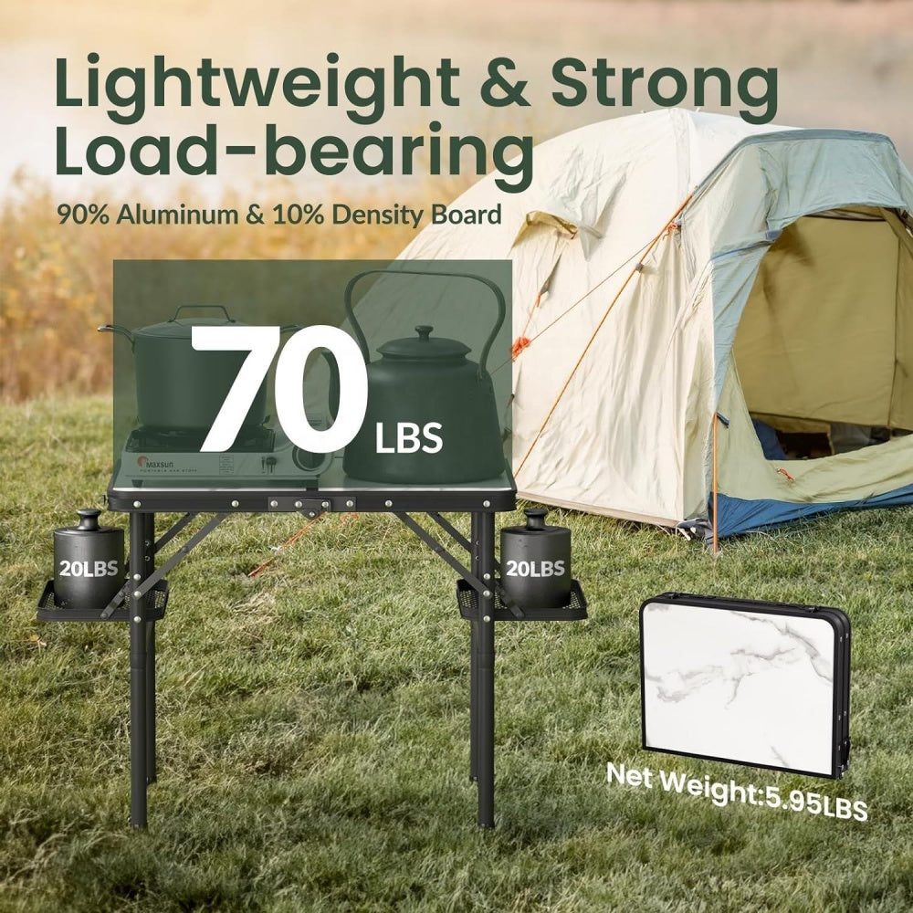 chungfu outdoor Compact outdoor folding table, sturdy aluminum camping table, with snap-on design, suitable for camping