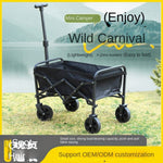 chungfu outdoor Foldable Steel Frame Trolley Collapsible Utility Cart for Camping Shopping & Tools Storage with 150kg Load Capacity