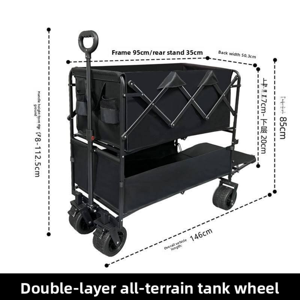 chungfu outdoor Large Capacity Double-Layer Design Outdoor Camping Trolley Hand-Pushed Campsite Equipment
